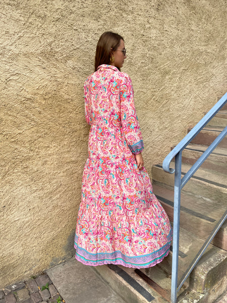 Robe longue fluide colorée ROSE