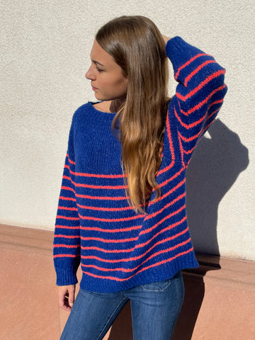 Pull marinière bleu-orange MARINE