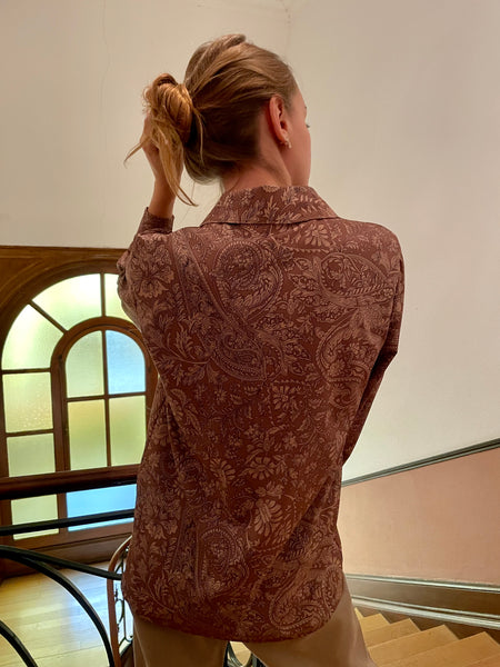 Chemise camel/beige à motifs MIRA