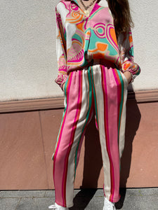 Pantalon rayé rose LISA