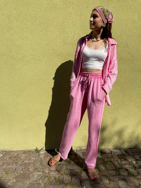 Ensemble gaze de coton rose LYNA