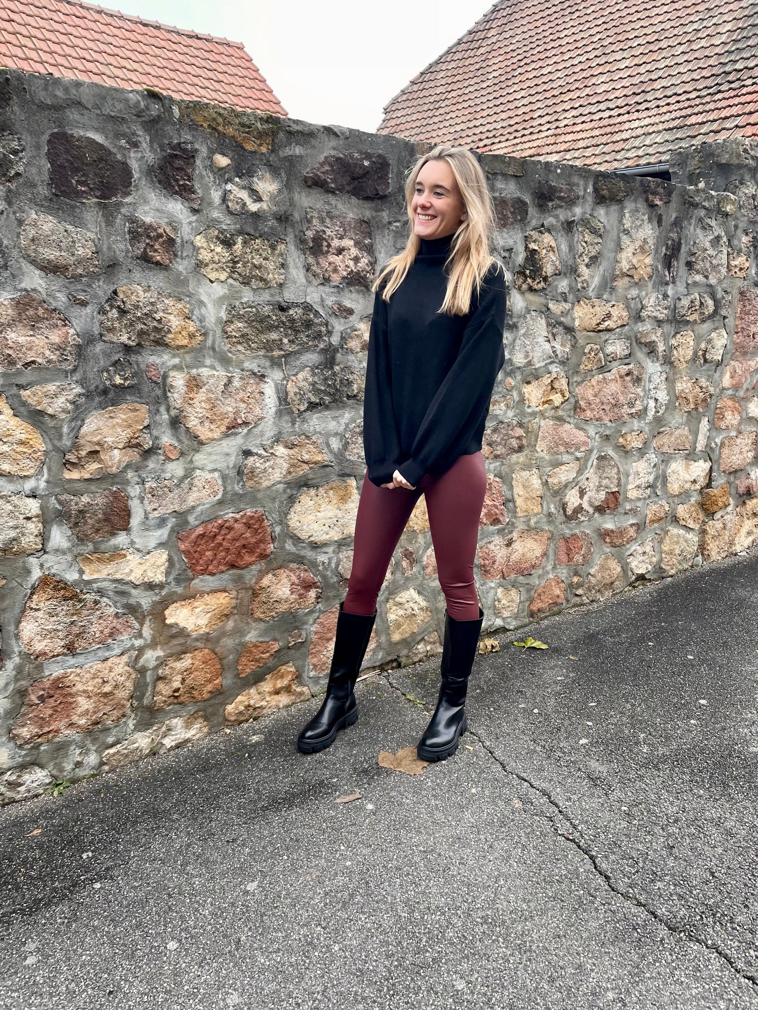Legging simili cuir bordeaux MILO