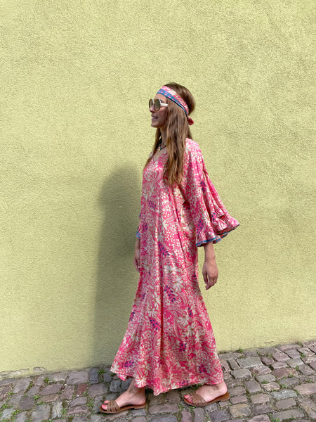 Robe rosé à manches bouffantes LISE