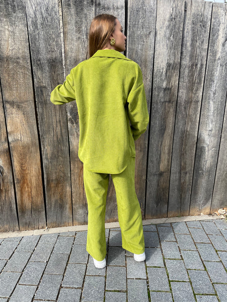 Ensemble vert velours cotelé ELENA