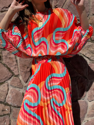 Ensemble plissé orange CLEO
