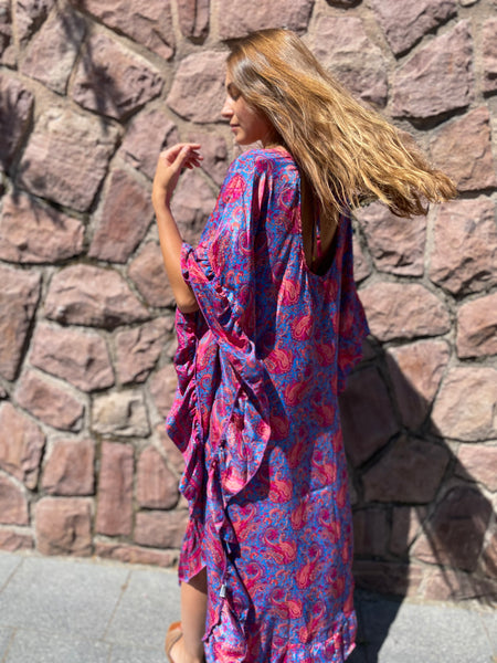 Robe à volants fushia ROMA