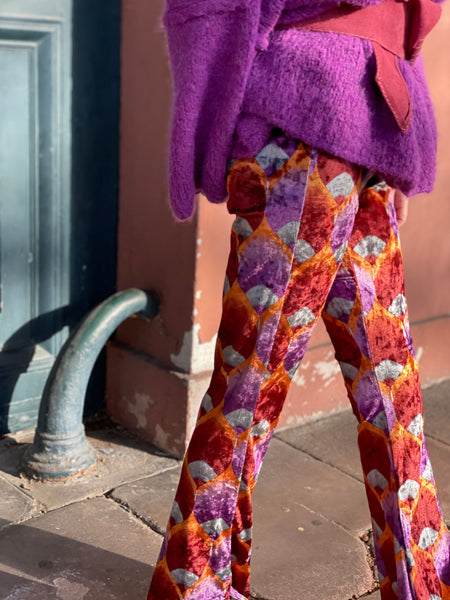 Pantalon velours coloré violet MIA