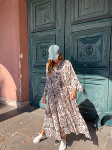 Robe longue à imprimé kaki MALORY