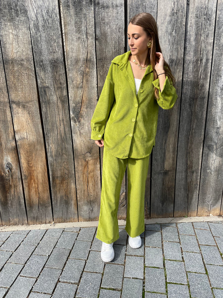 Ensemble vert velours cotelé ELENA