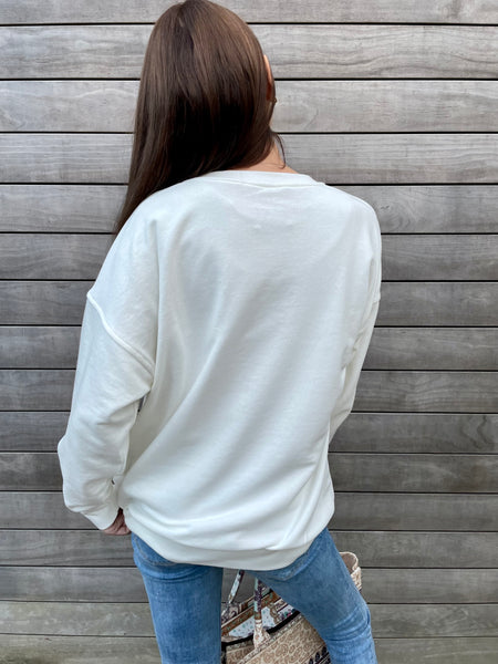 Sweat blanc à motifs LOLA