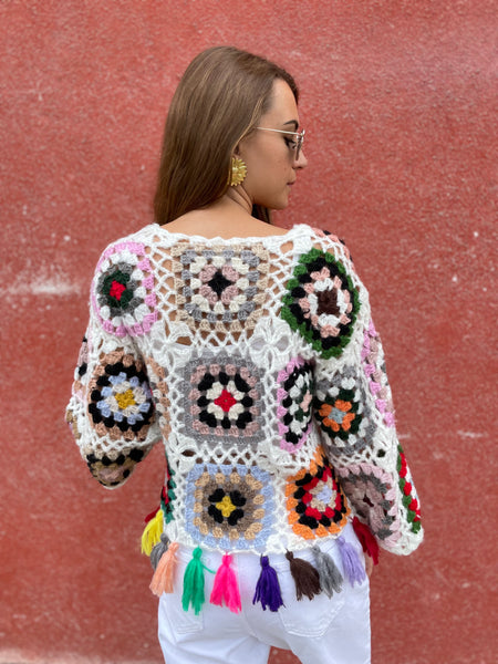 Pull coloré en crochet fait main GAYA