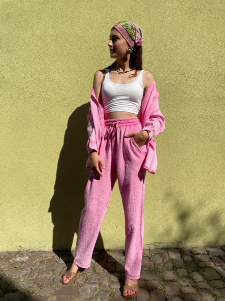 Ensemble gaze de coton rose LYNA