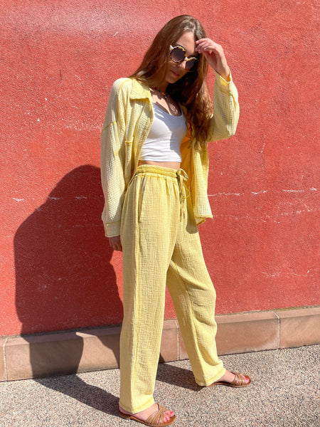 Ensemble gaze de coton jaune LYNA