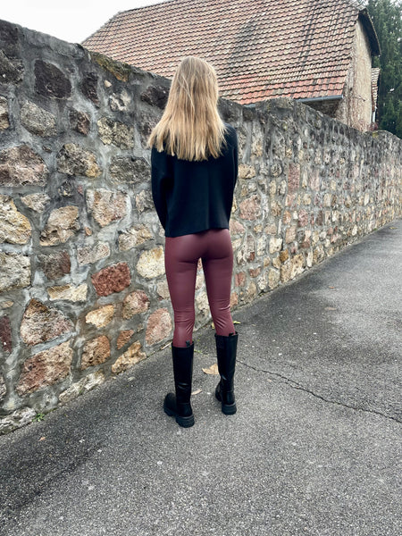 Legging simili cuir bordeaux MILO