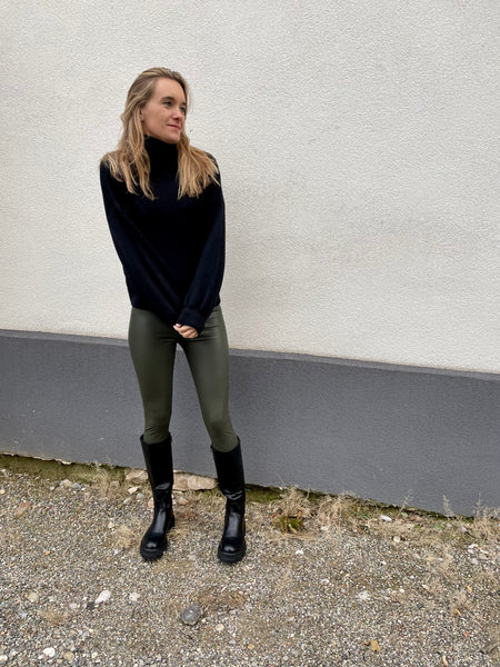 Legging simili cuir kaki MILO