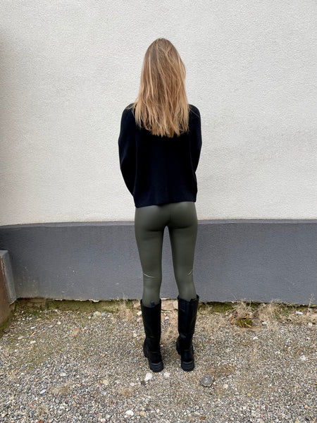 Legging simili cuir kaki MILO