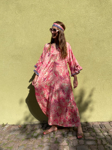 Robe rosé à manches bouffantes LISE