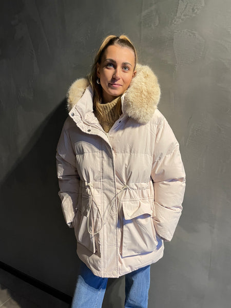 Doudoune beige à capuche INES