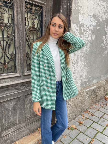Veste verte blanche pied de poule CHRISSY