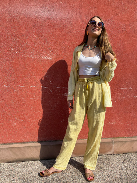 Ensemble gaze de coton jaune LYNA