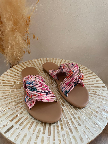 Sandales en tissu rose PAOLA