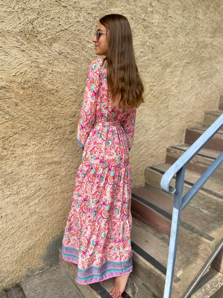 Robe longue fluide colorée ROSE