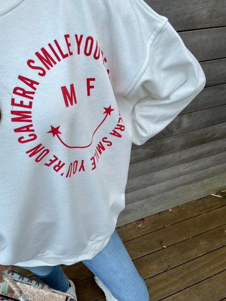 Sweat blanc à motifs LOLA