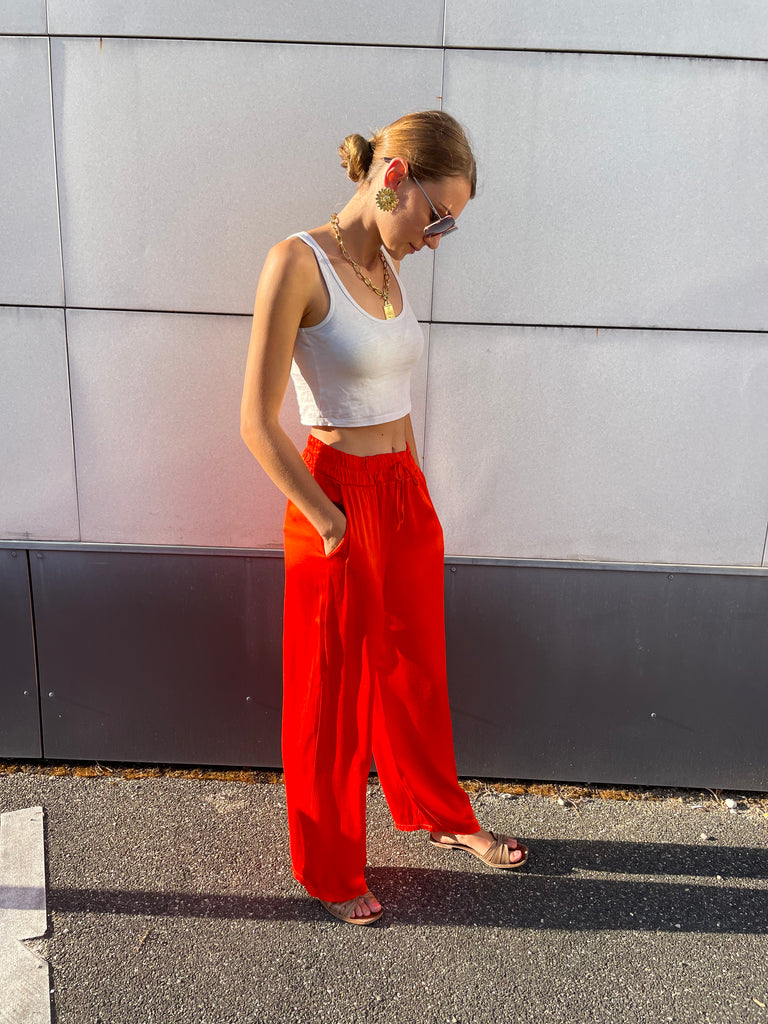 Pantalon store rouge fluide