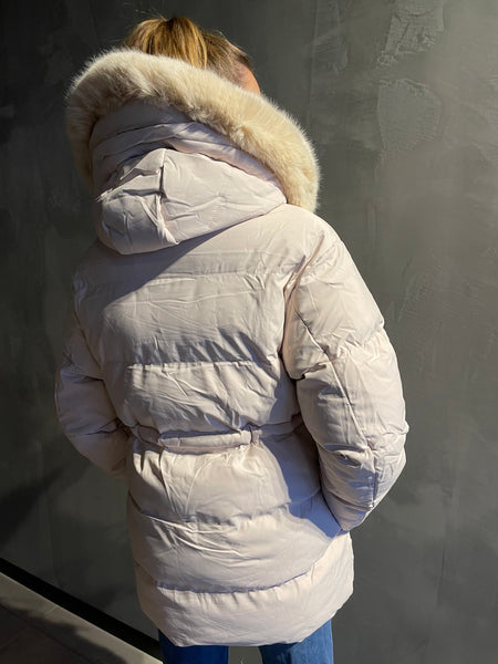 Doudoune beige à capuche INES