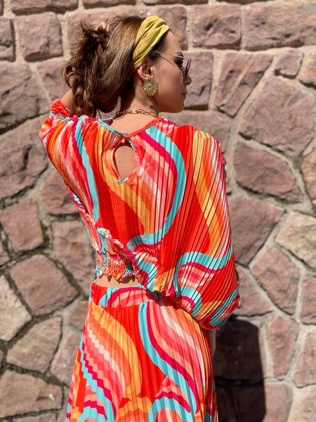 Ensemble plissé orange CLEO