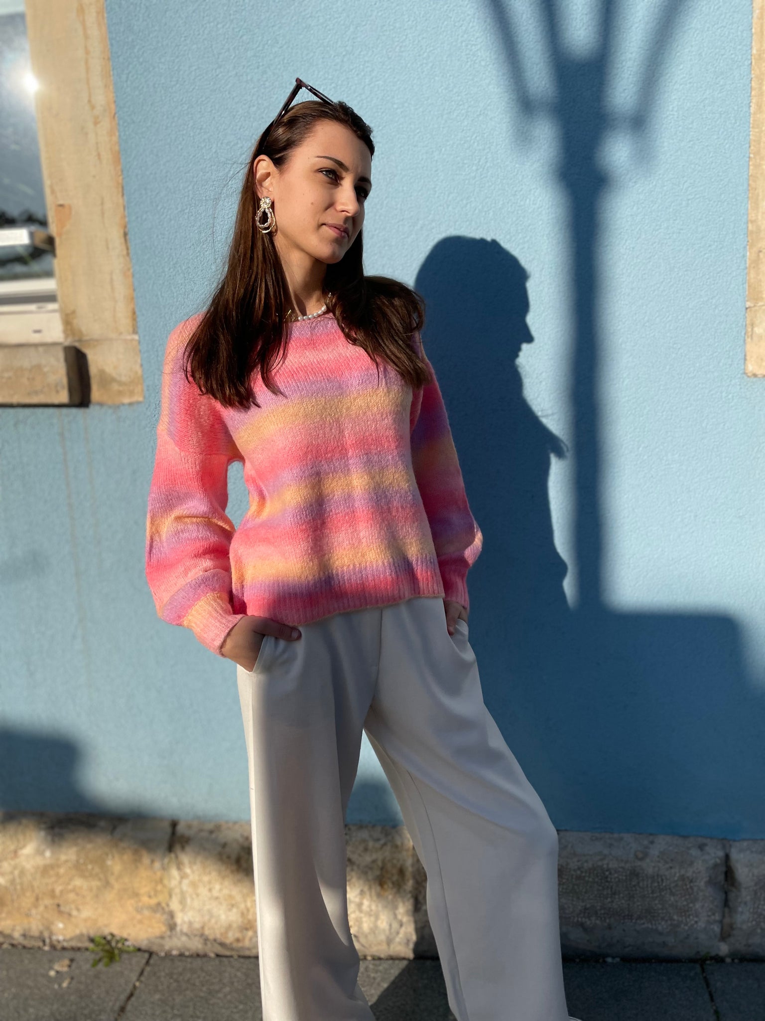 Pull court rayé rosé PAULINE
