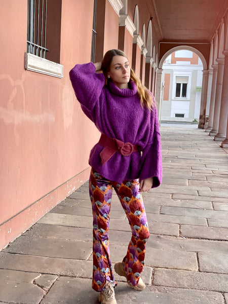Pull col roulé violet VIOLA