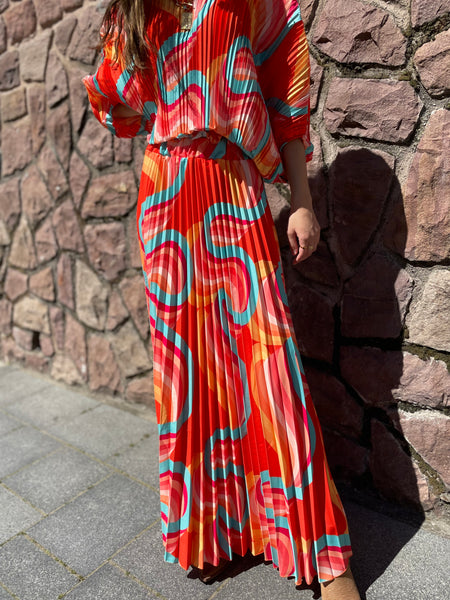 Ensemble plissé orange CLEO
