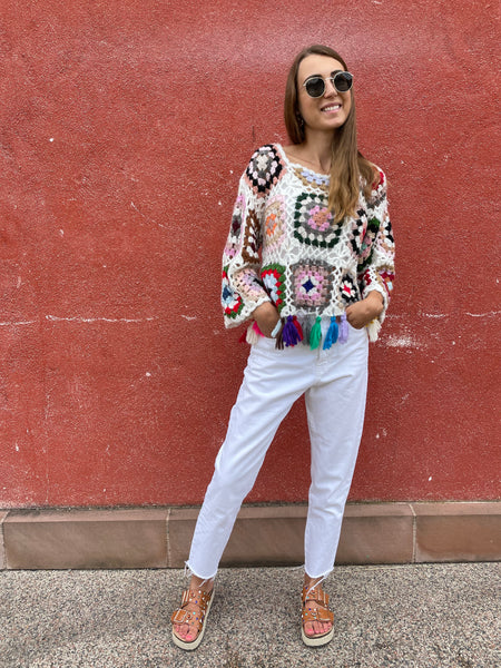 Pull coloré en crochet fait main GAYA