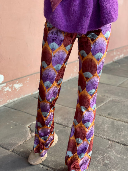 Pantalon velours coloré violet MIA