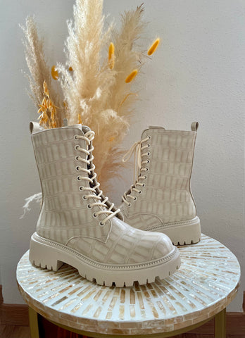 Bottines beiges effet croco MOLLY