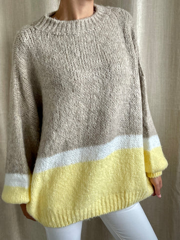 Pull oversize tricolore jaune MAGA