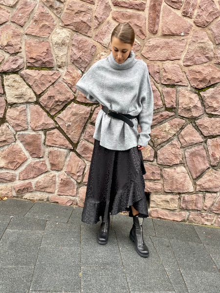 Pull oversize col roulé gris MAX