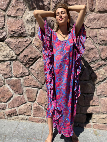 Robe à volants fushia ROMA