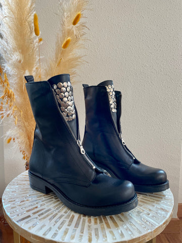 Bottines noires cloutées SHINE