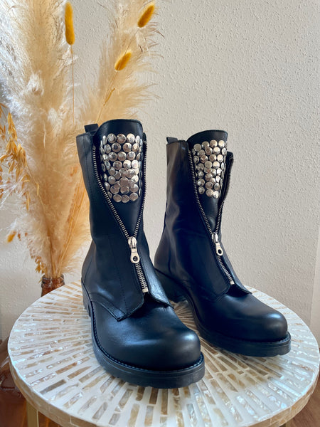 Bottines noires cloutées SHINE