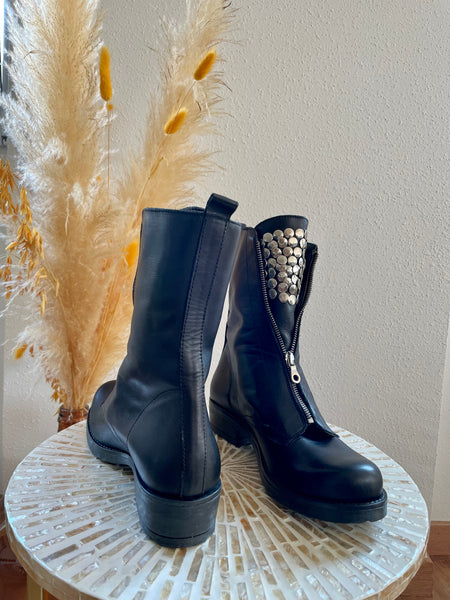 Bottines noires cloutées SHINE