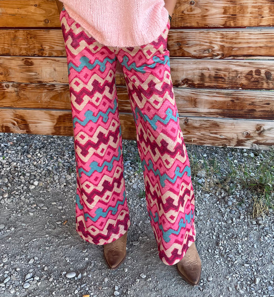 Pantalon satiné rose LINE