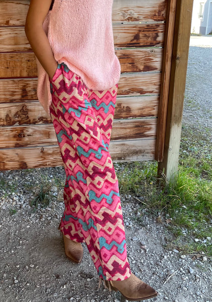 Pantalon satiné rose LINE